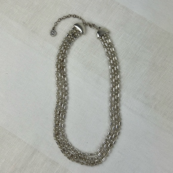Vintage Napier Necklace Multistrand Silvertone Chain Adjustable 4 Row Signed - Picture 1 of 7